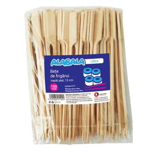 Bete frigarui sau burger cu capat plat ALABALA, 15 cm, bambus, 100 buc/set