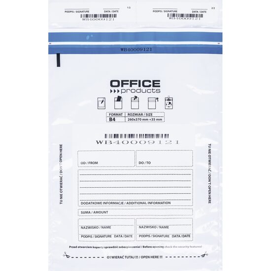 Plic securizat OFFICE Products din folie pp, format B4, 255 x 340 mm, 50 buc/set
