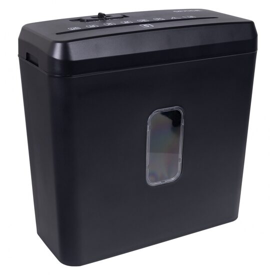 Distrugator documente OFFICE Products, 5 coli, cos de 8 litri, taiere confetti 4 x 40 mm, negru