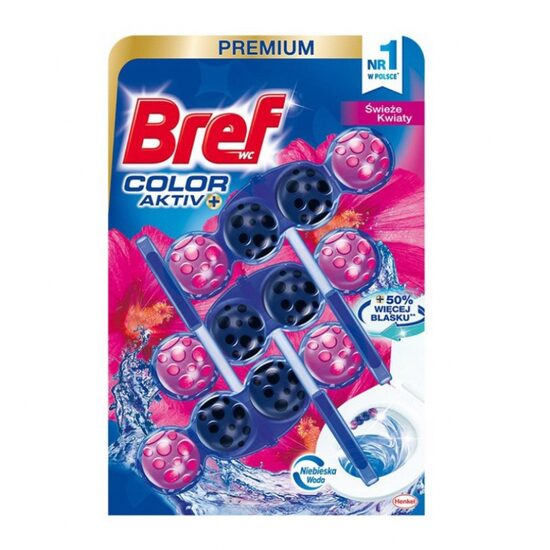 Odorizant toaleta Bref Wc Color Aktiv, 3 x 4 bile, 3 x 50 gr, Flowers