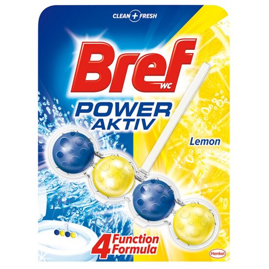 Odorizant toaleta Bref Wc Power Aktiv, 4 bile, 50 gr, Lemon