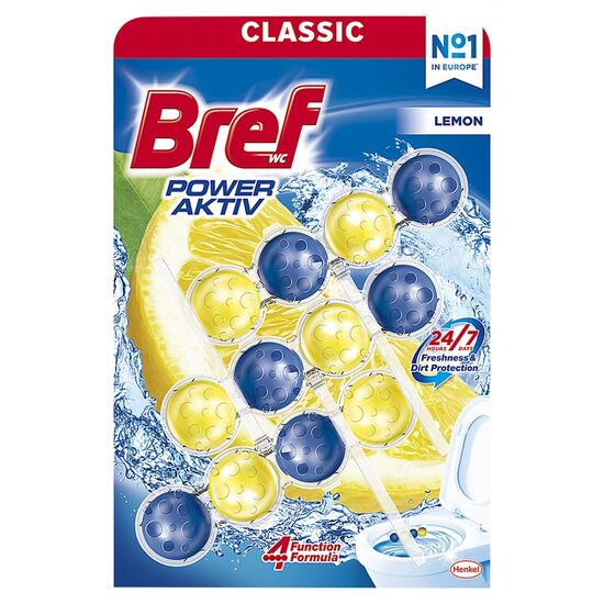 Odorizant toaleta Bref Wc Power Aktiv, 3 x 4 bile, 3 x 50 gr, Lemon