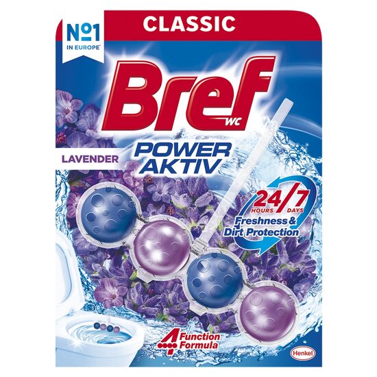 Odorizant toaleta Bref Wc Power Aktiv, 4 bile, 50 gr, Lavender