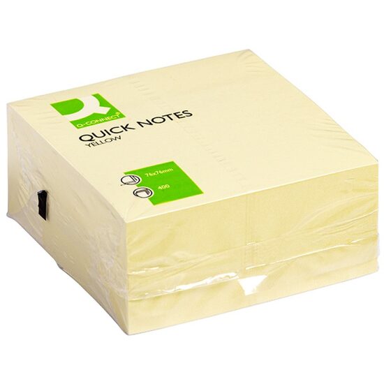 Cub notite adezive Q-CONNECT, 76 x 76 mm, 400 file, galben pal