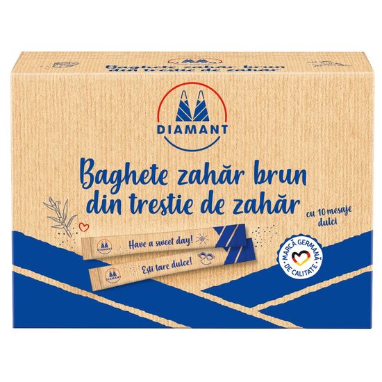 Zahar brun din trestie DIAMANT, baghete stick 5 g x 50 buc