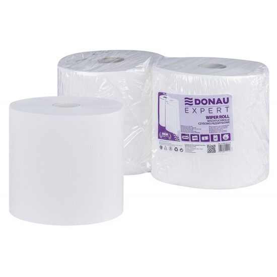 Prosoape industriale DONAU Expert, 200 metri, celuloza alb, 2 straturi, 800 foi (234 x 241 mm), 2 role/bax