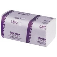 Prosoape pliate DONAU Expert, V-fold, ZZ, celuloza alb (25 gr/mp), 1 strat, 190 foi, 20 x 25 cm, 20 pachete/bax