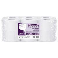 Hartie igienica mini jumbo DONAU Expert, 100 m, celuloza alb, 2 straturi (2 x 15g), 500 foi, pachet 12 role