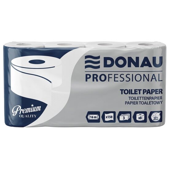 Hartie igienica DONAU PROfessional, 8 buc/set, celuloza alb, 3 straturi, 150 foi, 16 m
