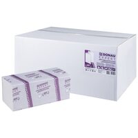 Prosoape pliate DONAU Expert, V-fold, ZZ, celuloza alb (36 gr/mp), 1 strat, 190 foi, 20 x 25 cm, 20 pachete/bax