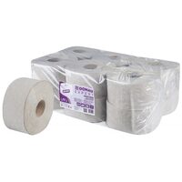 Hartie igienica mini jumbo DONAU Expert, reciclat gri, 1 strat (1 x 35g), 100 m, pachet 12 role