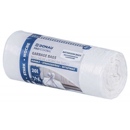 Saci menajeri pentru baie DONAU PROFESSIONAL, 20 litri, rezistenti, LDPE, 30 buc/set, alb