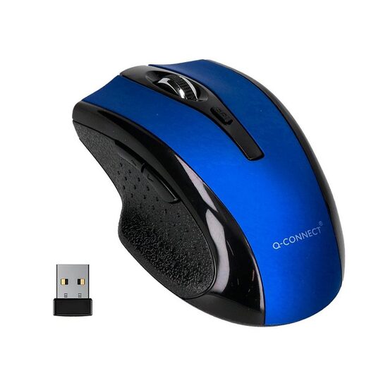 Mouse optic wireless Q-CONNECT, conectare USB, 4 butoane, negru/albastru