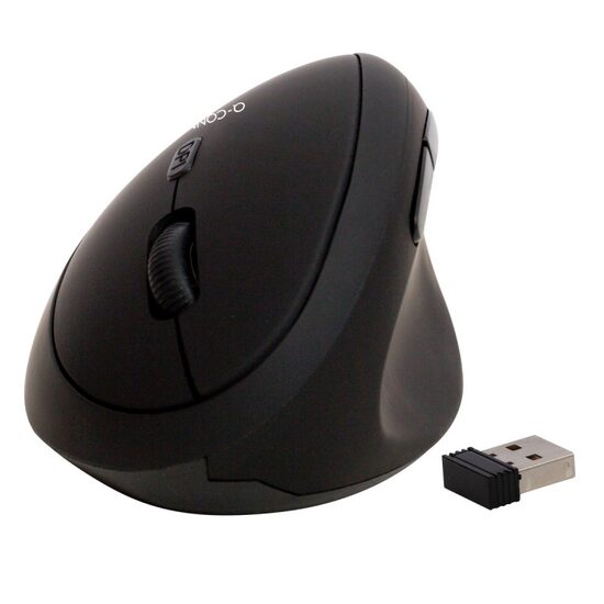 Mouse wireless Q-CONNECT Ergo, vertical, 6 butoane, negru