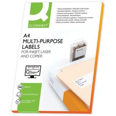 Etichete autoadezive Q-CONNECT 16/A4, 105 x 37 mm, albe, pretaiate, 100 coli/top