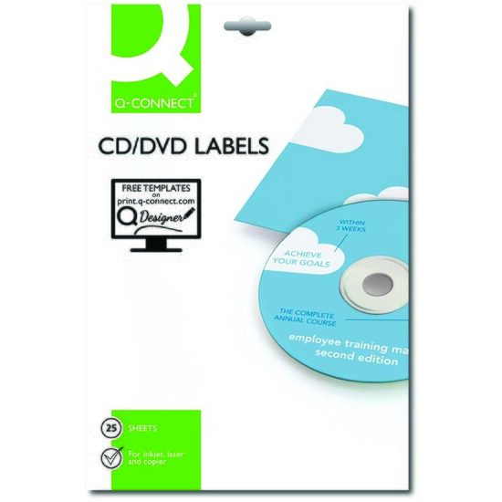 Etichete autoadezive Q-CONNECT pentru CD , albe, 25 buc/set