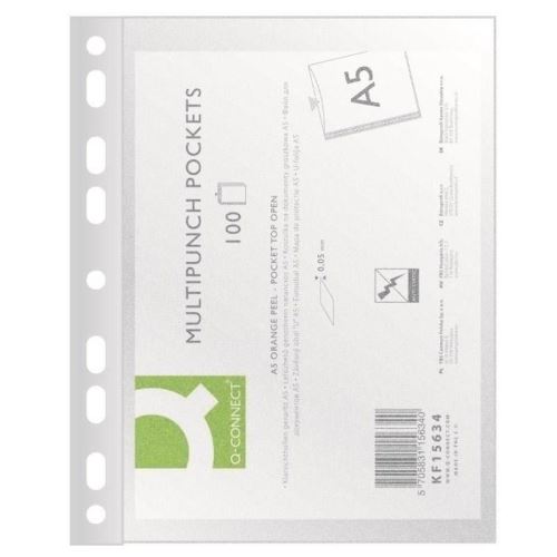 Folie protectie Q-CONNECT, A5, coaja portocala, 50 microni, 100 file/set
