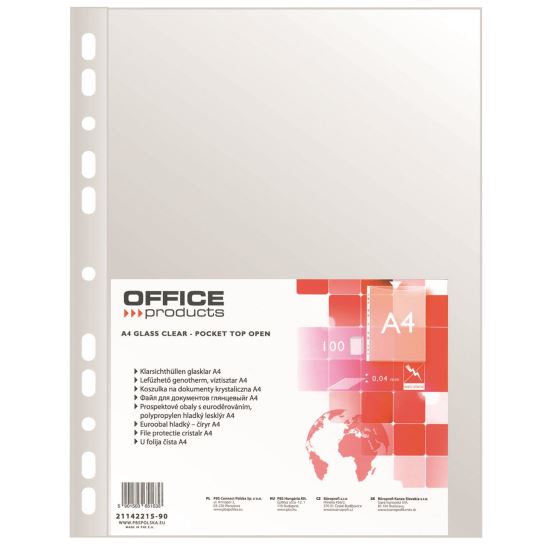 Folie protectie OFFICE Products, A4, cristal, 40 microni, 100 file/set