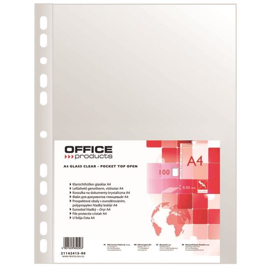 Folie protectie OFFICE Products, A4, cristal, 50 microni, 100 file/set
