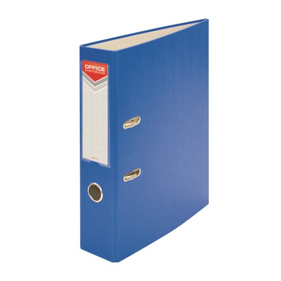Biblioraft plastifiat OFFICE Products, 7.5 cm, colturi metalice, albastru