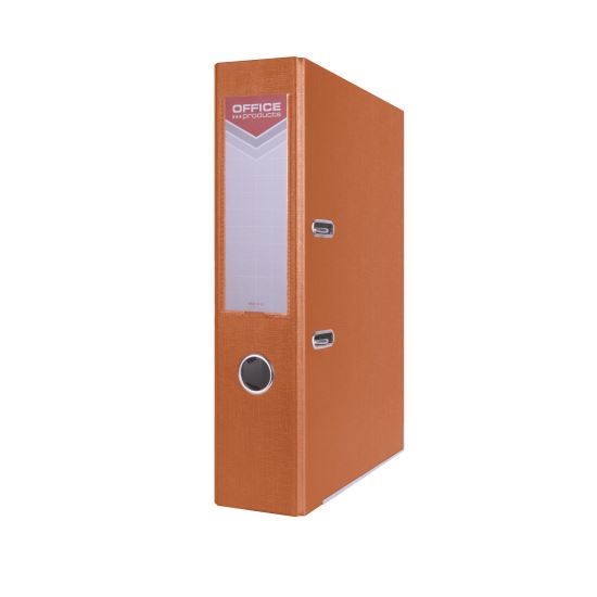 Biblioraft plastifiat OFFICE Products, 7.5 cm, colturi metalice, portocaliu