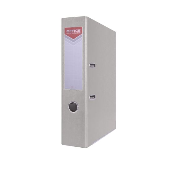 Biblioraft plastifiat OFFICE Products, 7.5 cm, colturi metalice, gri
