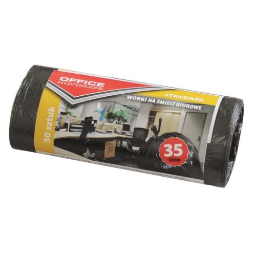 Saci menajeri OFFICE Products, 35 litri, standard, HDPE, 50 buc/set, negru