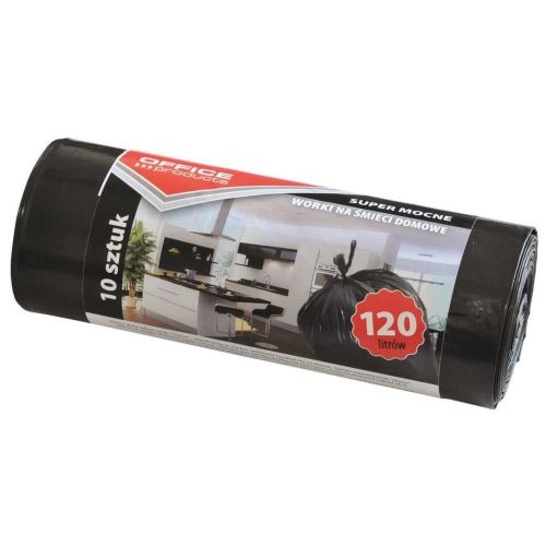 Saci menajeri OFFICE Products, 120 litri, rezistenti, LDPE, 10 buc/set, negru