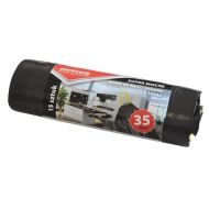 Saci menajeri cu snur OFFICE Products, 35 litri, rezistenti, LDPE, 15 buc/set, negru