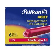 Patroane Pelikan 4001, scurte, 6 buc/set, rosu