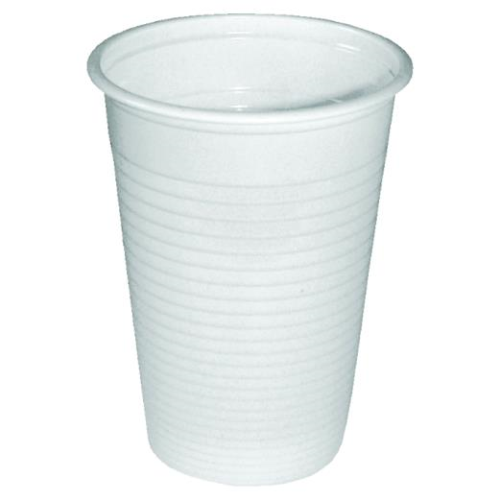 Pahare plastic 200 ml Basic, alb, 100 buc/set
