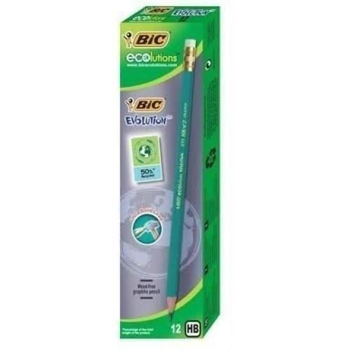 Creion grafic BIC Evolution, cu radiera, corp verde