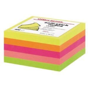 Cub notite adezive Eco, 76 x 76 mm, 350 file, 5 culori neon