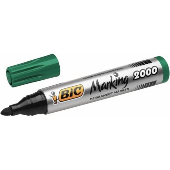 Marker permanent BIC 2000, varf rotund, scriere de 2 - 3 mm, verde