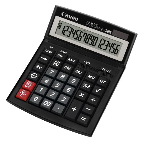 Calculator de birou Canon WS-1610T, solar, 16 cifre, afisaz inclinat, format mare