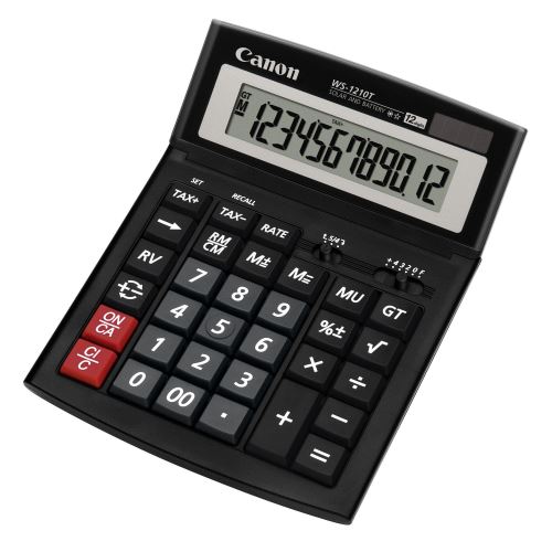 Calculator de birou Canon WS-1210T, solar, 12 cifre, afisaz inclinat, format mare