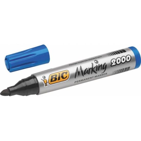 Marker permanent BIC 2000, varf rotund, scriere de 2 - 3 mm, albastru