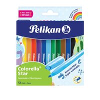 Carioci Pelikan C302 Colorella Star, 12 culori, varf de 0.8 mm
