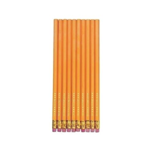 Creion grafic Herlitz, HB, cu radiera, corp galben, 10 buc/set