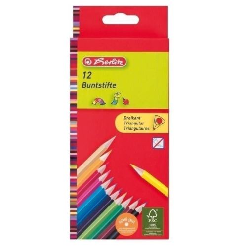 Creioane color Herlitz 12 culori, triunghiulare