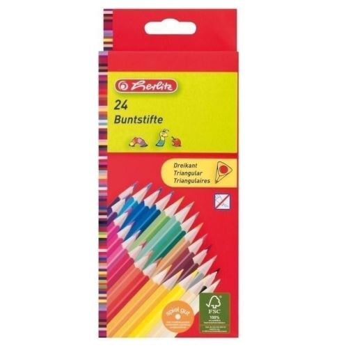 Creioane color Herlitz 24 culori, triunghiulare