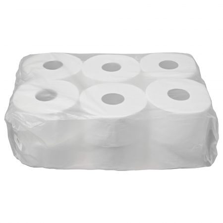 Hartie igienica mini jumbo OVM Premium, 100 m, celuloza alb, 300 gr/rola, 2 straturi, portionat, pachet 12 role