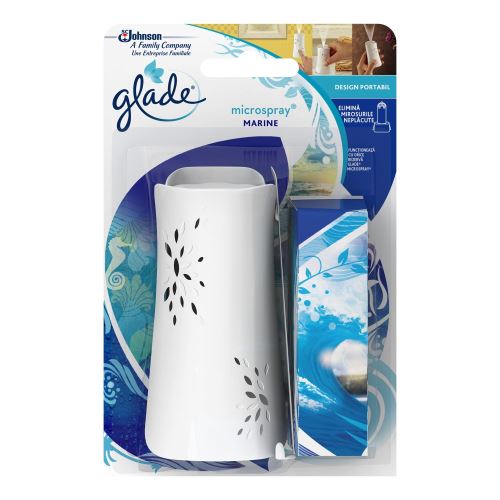 Odorizant baie Glade Microspray aparat si rezerva spray 10 ml, Marine