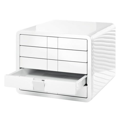 Organizator de birou HAN iBox cu 5 sertare, A4, din plastic lucios, 247 x 29 5x 355 mm, alb