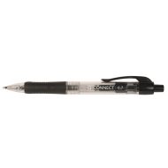 Pix cu mecanism Q-CONNECT, corp transparent cu grip, scriere de 0.7mm, negru