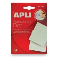 Buline autoadezive APLI Dots, treansparente, 64 buc/set
