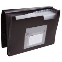 Mapa din plastic Q-CONNECT, cu 12 compartimente si elastic pe colturi, negru