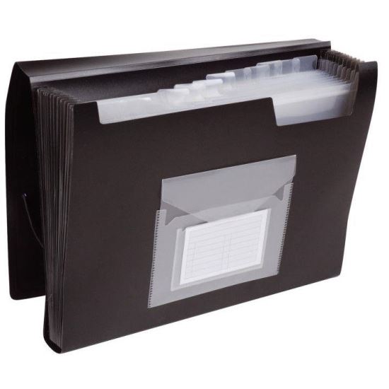 Mapa din plastic Q-CONNECT, cu 12 compartimente si elastic pe colturi, negru