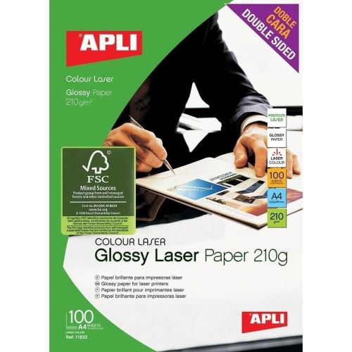 Hartie foto APLI Laser Paper, A4, 160 gr, lucios, 100 coli/top