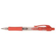 Pix cu mecanism Q-CONNECT, corp transparent cu grip, scriere de 0.7mm, rosu